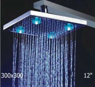 12chromed brass square LED rain shower head YS 8105  