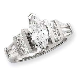  Sterling Silver 10mm Marquise CZ Ring Size 8 Jewelry