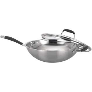 SUNPENTOWN Stainless Steel Wok with Lid 
