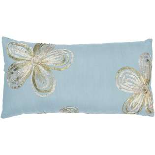 Rizzy Home Set of 2 Throw Pillows with Ribbon Flower in Gray Poly 