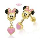 JewelBasket Disney Jewelry   14K Yellow Gold Pink Minnie Screw 