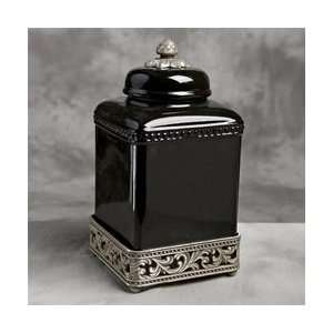   The GG Collection Black Acanthus Leaf Canister, Large