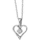 IceCarats 14K White Gold .03 Ct Diamond Heart Pendant W/Chain