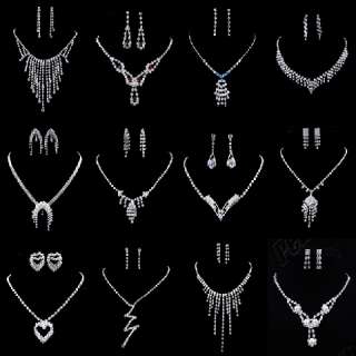 24Fine（12sets）silver tone rhinestone necklace&earring  