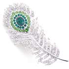 Fantasyard Austrian Crystal and Emerald Peacock Feather Brooch Pin