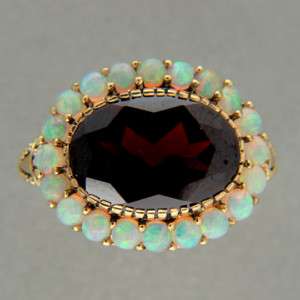   GARNET 6.50CT 22 OVAL OPAL 9K PINK GOLD RING SIZEABLE 7 3/4  