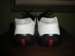 PRADA SPORT White w Black Patent Leather Americas Cup Sneaker Shoe M 