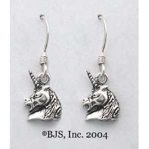  Sterling Silver Unicorn Head Earrings 