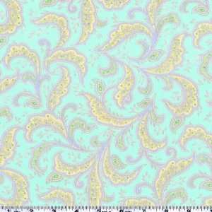  45 Wide Moda Kashmir IV Paisley Feather Aqua Fabric By 