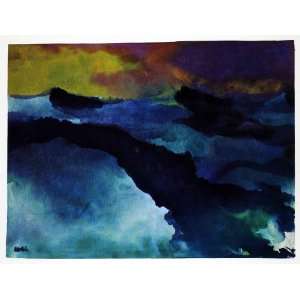  1970 Print Emil Nolde Stormy Seascape Abstract Watercolor 