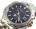 Mens Gold & Silver Band SEIKO Kinetic Watch Brand NEW Retail $295.00