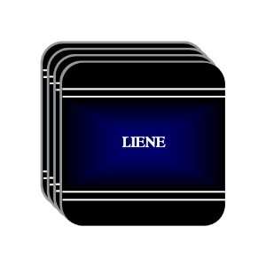 Personal Name Gift   LIENE Set of 4 Mini Mousepad Coasters (black 