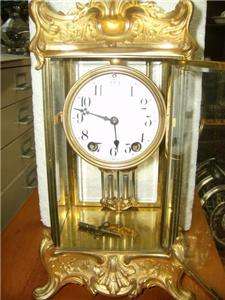 Antique Seth Thomas early 1900s crystal regulator mantel clock 