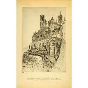   Notre Dame Church Laon France   Orig. Tipped in Print