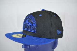 59FIFTY BLACK BLUE COLORADO ROCKIES TEAM LOGO MLB OFFICAL FITTED CAP 