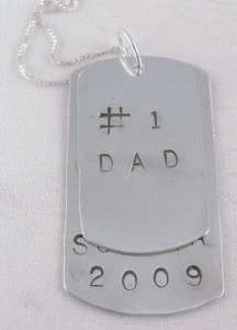 Men Dog Tag Necklace Personalized Custom Silver Father  
