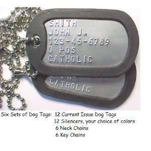 Six Sets of Customized Military Dog Tags