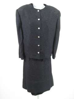 VINTG ADELE SIMPSON Black Floral 3 Piece Skirt Suit 14  