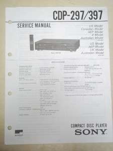 Sony Service/Repair Manual~CDP 297/397 CD Player  