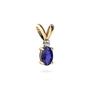 Jewels For Me Lab Sapphire Pendant 14K Yellow Gold Lab Created Oval at 
