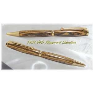   Slimline Gold Plated Pen With Kingwood Wood Barrels