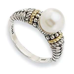  Sterling Silver w/14k 8mm Freshwater Cultured Pearl Ring Jewelry