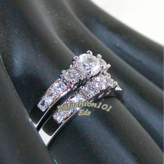   Stainless Steel WOMENS WEDDING/ENGAGEMENT RING SET SIZE 5 10  