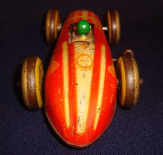 Extremely Rare 1930s? Marx Wind up Tin Litho Race Car MADE IN GT 
