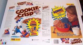1991 Ralston Cookie Crisp Sonic Cereal Box FLAT cf14  