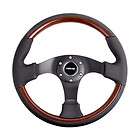   Wheel 350mm Classic Wood Grain 3 Spoke Black Center With Leather