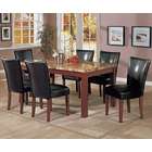  pc Moderna classy marble top dining table with medium brown finish