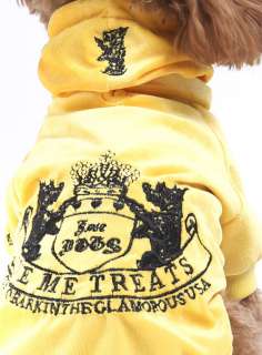 Dog YELLOW Hoodie Velour Jacket Coat Clothes Any Size  