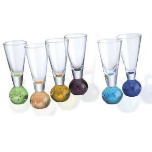  SET OF 6 CHATEAU BALL FOOTED CORDIALS