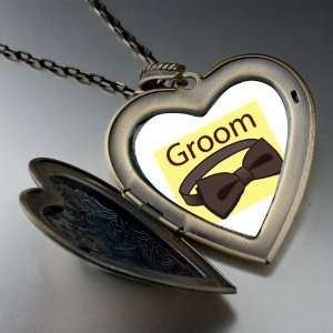  Groom Bow Tie Large Pendant Necklace Pugster Jewelry