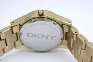 New DKNY Women Gold Tone Aluminum Band Glitz Watch 33mm NY8308 $135 
