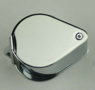 Chrome Folding loupe or eyeglass x10 magnification, 18mm wide lens.