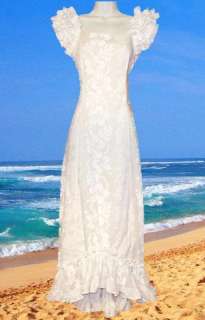 NEW Ladies Traditional White Hawaiian Aloha Dress Beach Wedding XS 
