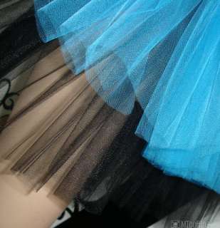 Turquoise Blue Black Cyber Ballet Tulle TuTu Skirt RAVE  