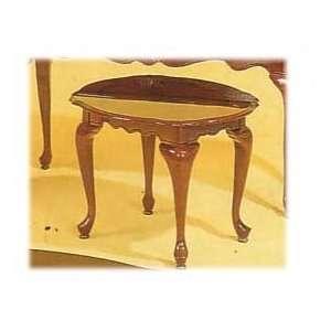 CHERRY WOOD VENEER ROUND END TABLE WITH QUEEN ANNE LEGS  