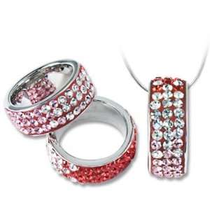  Ashley Arthur .925 Silver Light Siam Crystal Ring Pendant 