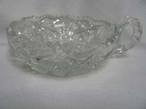 Vintage Nucut Pressed Glass Handled Candy/Nut Dish  