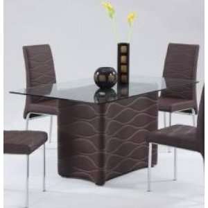   Glass Top Dining Table with Brown PU Covered Dining