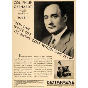  1930 Ad Dictaphone Col. Philip Gerhardt Bush Terminal 