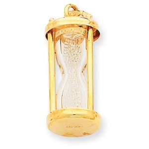  14k Gold Polished 3 D Hourglass Charm Jewelry