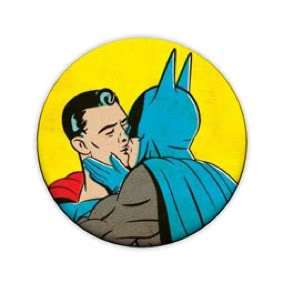 Batman & Superman Kissing 1 Inch Pin Button Badge Comic  