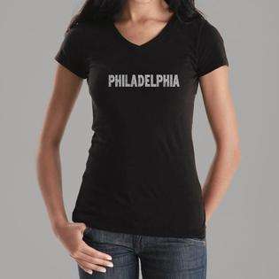    Los Angeles Pop Art Womens Philadelphia V neck Tee 