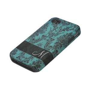  grunge damask Pattern with Monogram Tough Iphone 4 Covers 