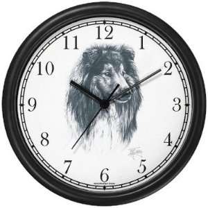 Rough Collie Dog (MS) Wall Clock by WatchBuddy Timepieces (Slate Blue 