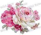 XL PinK & IVoRy RoSe BuNcHeS ShaBby DeCALs~FuR​N SiZe