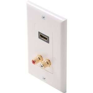  Decorator Style HDMI Feed Thru Wall Plate with Dual RCA 